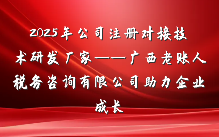 2025年公司注册对接技术研发厂家——广西老账人税务咨询有限公司助力企业成长