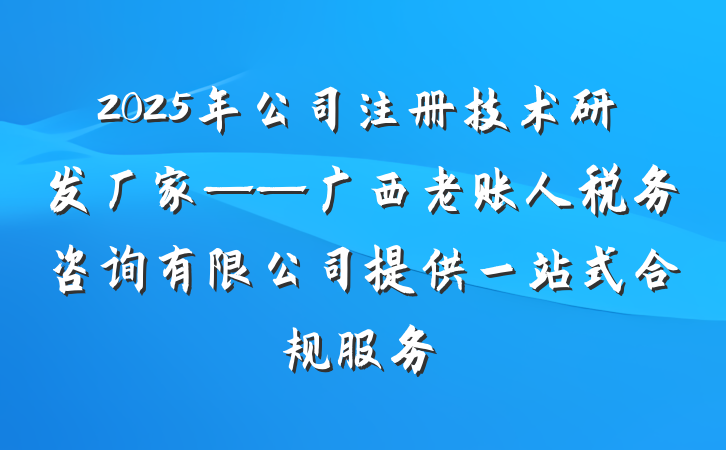 2025年公司注册技术研发厂家——广西老账人税务咨询有限公司提供一站式合规服务