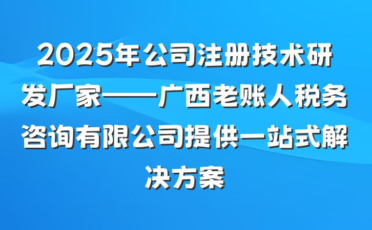 2025年公司注册技术研发厂家——广西老账人税务咨询有限公司提供一站式解决方案