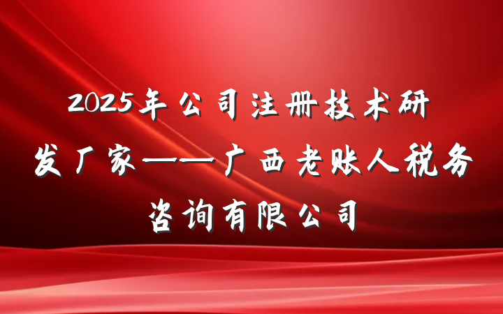 2025年公司注册技术研发厂家——广西老账人税务咨询有限公司