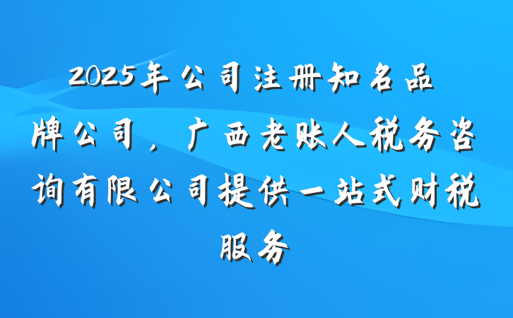 2025年公司注册知名品牌公司,广西老账人税务咨询有限公司提供一站式财税服务