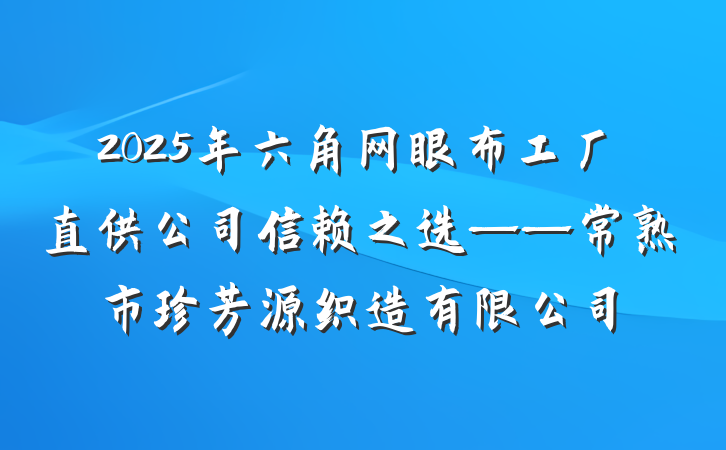2025年六角网眼布工厂直供公司信赖之选——常熟市珍芳源织造有限公司