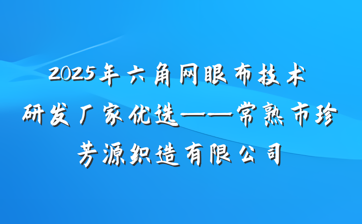 2025年六角网眼布技术研发厂家优选——常熟市珍芳源织造有限公司