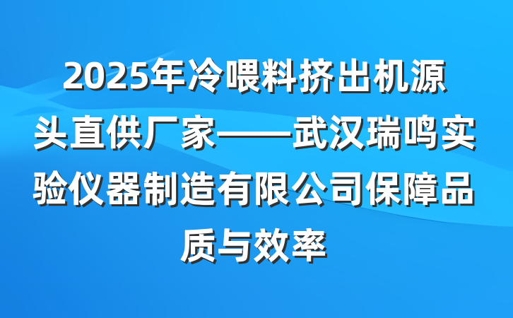 2025年冷喂料挤出机源头直供厂家——武汉瑞鸣实验仪器制造有限公司保障品质与效率