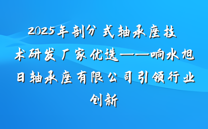 2025年剖分式轴承座技术研发厂家优选——响水旭日轴承座有限公司引领行业创新