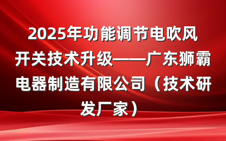 2025年功能调节电吹风开关技术升级——广东狮霸电器制造有限公司(技术研发厂家)