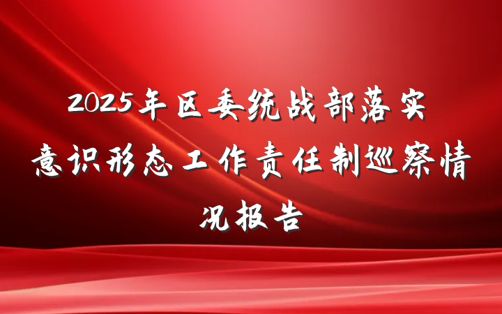 2025年区委统战部落实意识形态工作责任制巡察情况报告