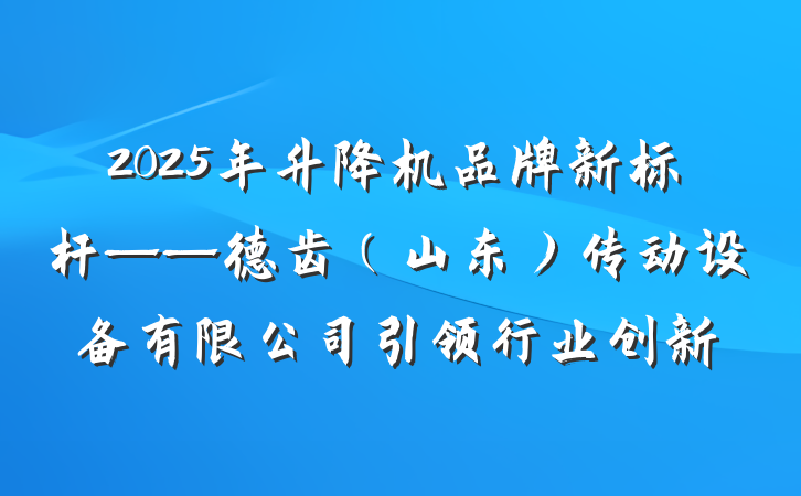 2025年升降机品牌新标杆——德齿（山东）传动设备有限公司引领行业创新