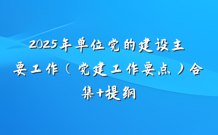 2025年单位党的建设主要工作（党建工作要点）合集 提纲