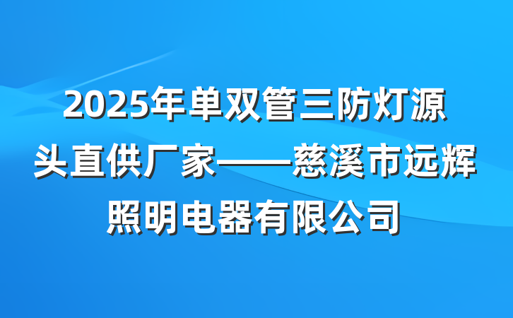 2025年单双管三防灯源头直供厂家——慈溪市远辉照明电器有限公司