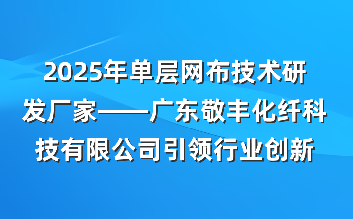 2025年单层网布技术研发厂家——广东敬丰化纤科技有限公司引领行业创新