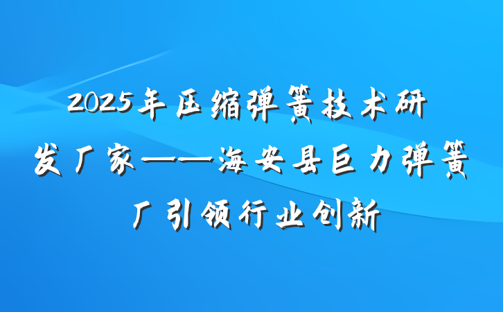 2025年压缩弹簧技术研发厂家——海安县巨力弹簧厂引领行业创新