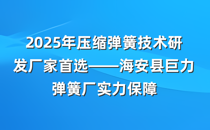 2025年压缩弹簧技术研发厂家首选——海安县巨力弹簧厂实力保障