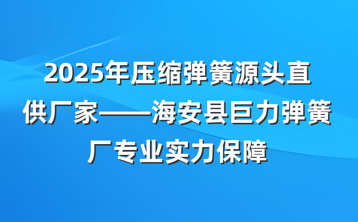 2025年压缩弹簧源头直供厂家——海安县巨力弹簧厂专业实力保障