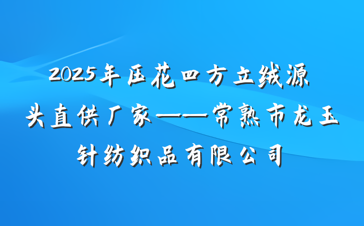 2025年压花四方立绒源头直供厂家——常熟市龙玉针纺织品有限公司