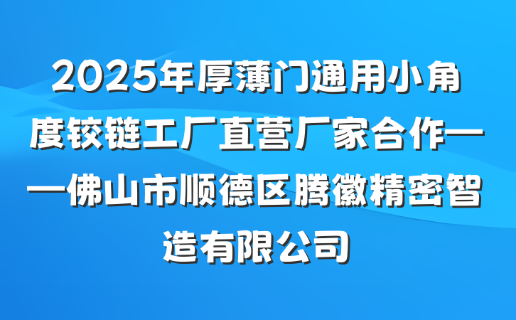 2025年厚薄门通用小角度铰链工厂直营厂家合作——佛山市顺德区腾徽精密智造有限公司