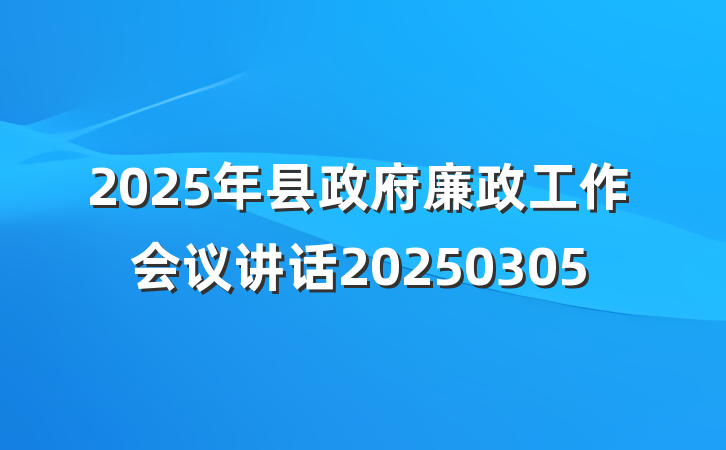2025年县政府廉政工作会议讲话20250305
