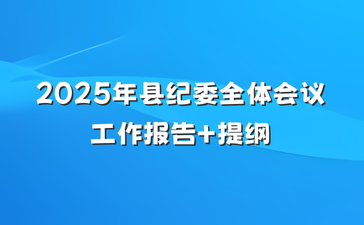 2025年县纪委全体会议工作报告 提纲