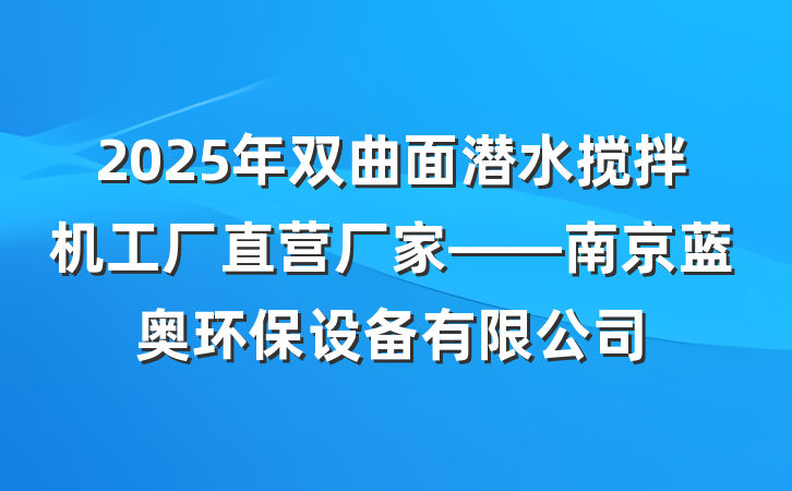 2025年双曲面潜水搅拌机工厂直营厂家——南京蓝奥环保设备有限公司