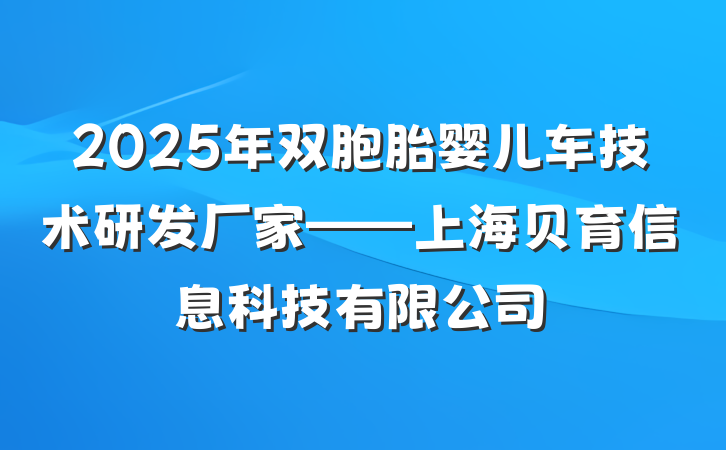 2025年双胞胎婴儿车技术研发厂家——上海贝育信息科技有限公司