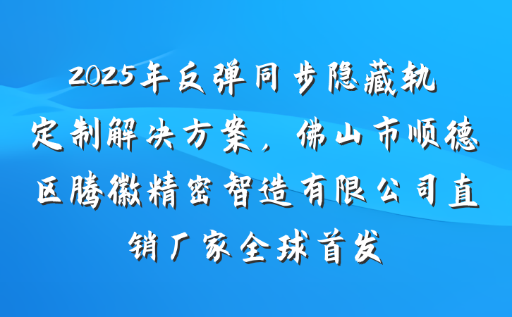 2025年反弹同步隐藏轨定制解决方案,佛山市顺德区腾徽精密智造有限公司直销厂家全球首发