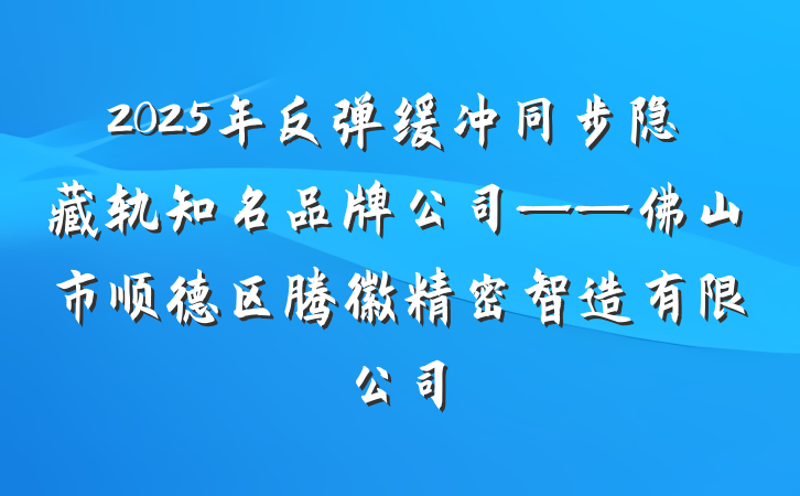 2025年反弹缓冲同步隐藏轨知名品牌公司——佛山市顺德区腾徽精密智造有限公司