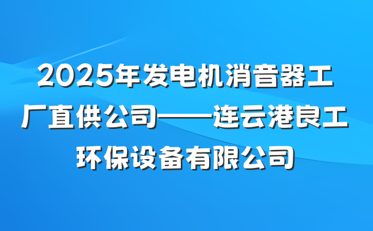 2025年发电机消音器工厂直供公司——连云港良工环保设备有限公司