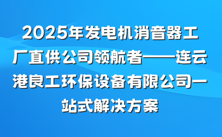 2025年发电机消音器工厂直供公司领航者——连云港良工环保设备有限公司一站式解决方案