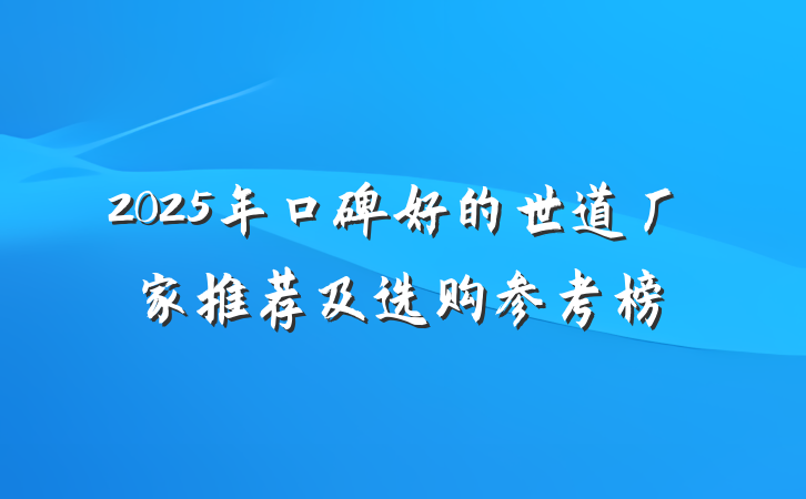 2025年口碑好的世道厂家推荐及选购参考榜