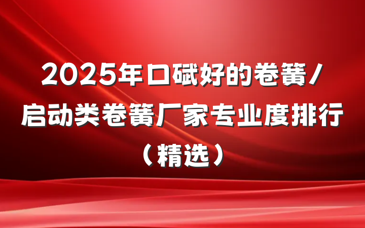 2025年口碑好的卷簧/启动类卷簧厂家专业度排行（精选）