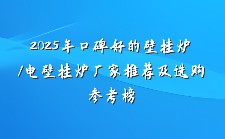 2025年口碑好的壁挂炉/电壁挂炉厂家推荐及选购参考榜
