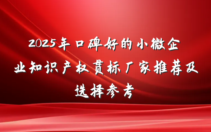 2025年口碑好的小微企业知识产权贯标厂家推荐及选择参考