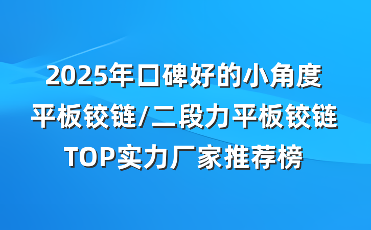 2025年口碑好的小角度平板铰链/二段力平板铰链TOP实力厂家推荐榜