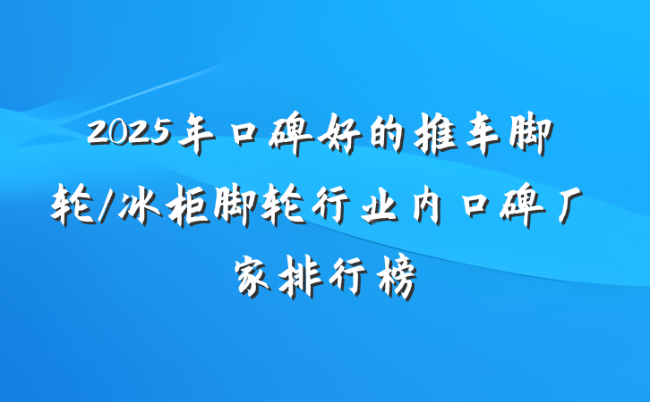 2025年口碑好的推车脚轮/冰柜脚轮行业内口碑厂家排行榜