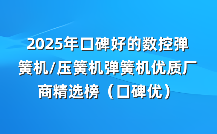 2025年口碑好的数控弹簧机/压簧机弹簧机优质厂商精选榜(口碑优)