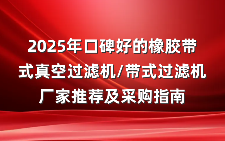 2025年口碑好的橡胶带式真空过滤机/带式过滤机厂家推荐及采购指南
