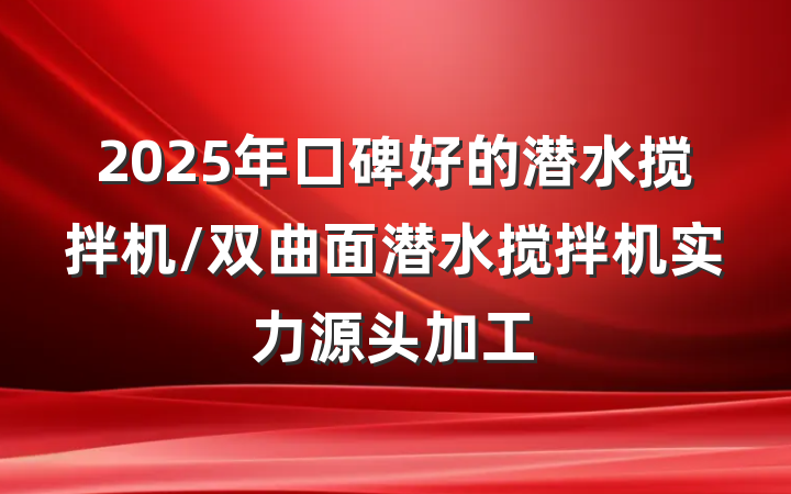 2025年口碑好的潜水搅拌机/双曲面潜水搅拌机实力源头加工