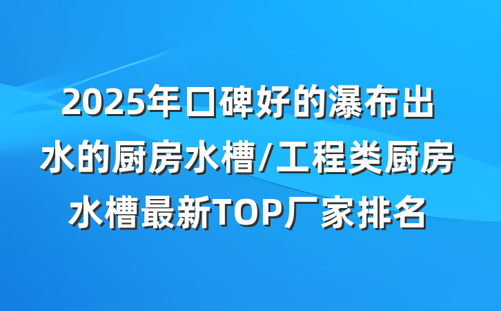 2025年口碑好的瀑布出水的厨房水槽/工程类厨房水槽最新TOP厂家排名