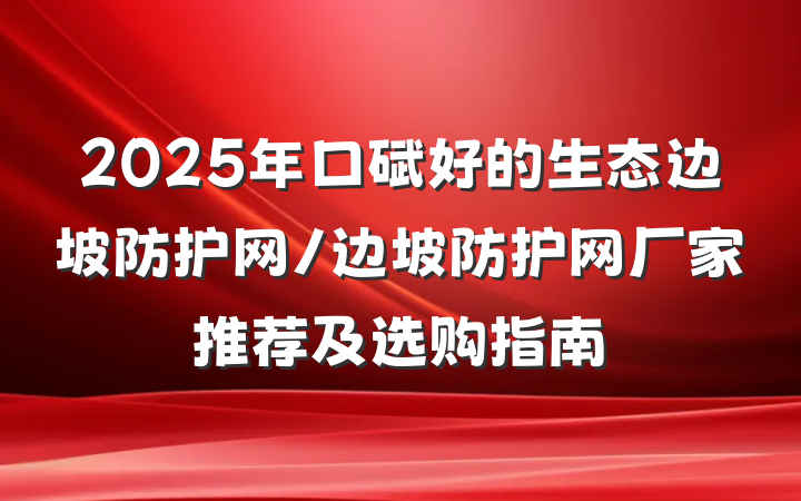 2025年口碑好的生态边坡防护网/边坡防护网厂家推荐及选购指南