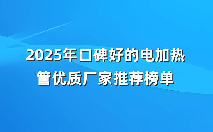 2025年口碑好的电加热管优质厂家推荐榜单