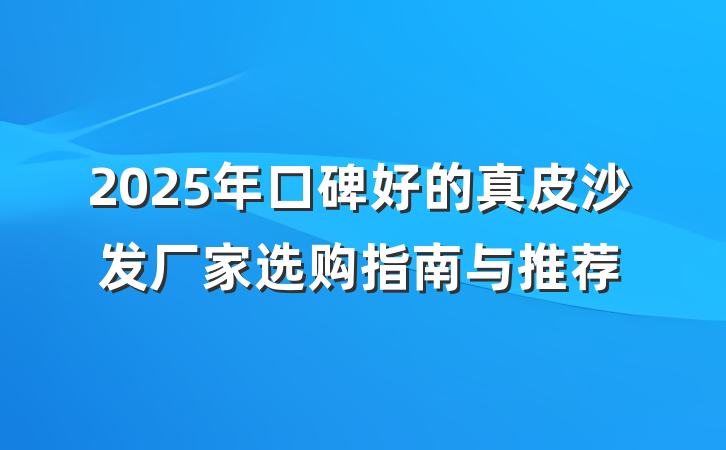 2025年口碑好的真皮沙发厂家选购指南与推荐