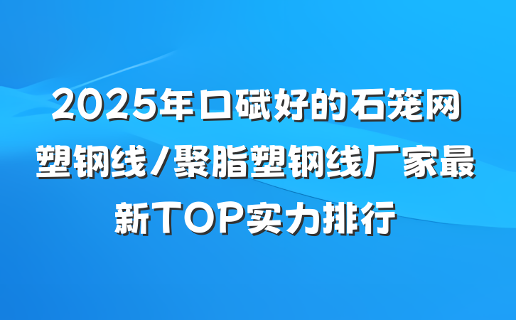 2025年口碑好的石笼网塑钢线/聚脂塑钢线厂家最新TOP实力排行