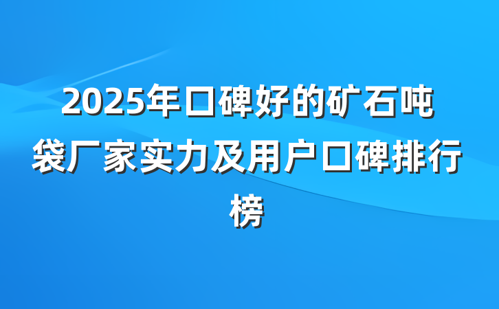 2025年口碑好的矿石吨袋厂家实力及用户口碑排行榜