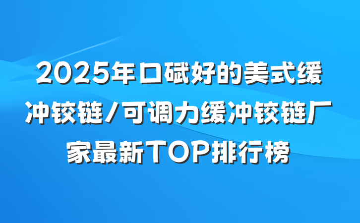 2025年口碑好的美式缓冲铰链/可调力缓冲铰链厂家最新TOP排行榜