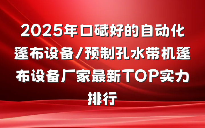 2025年口碑好的自动化篷布设备/预制孔水带机篷布设备厂家最新TOP实力排行