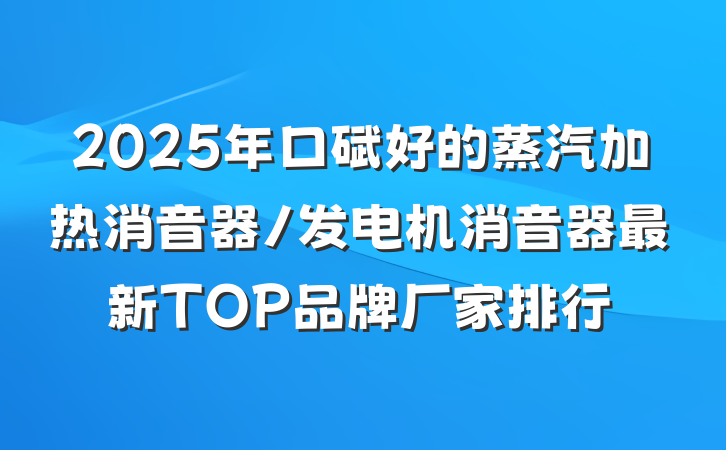 2025年口碑好的蒸汽加热消音器/发电机消音器最新TOP品牌厂家排行