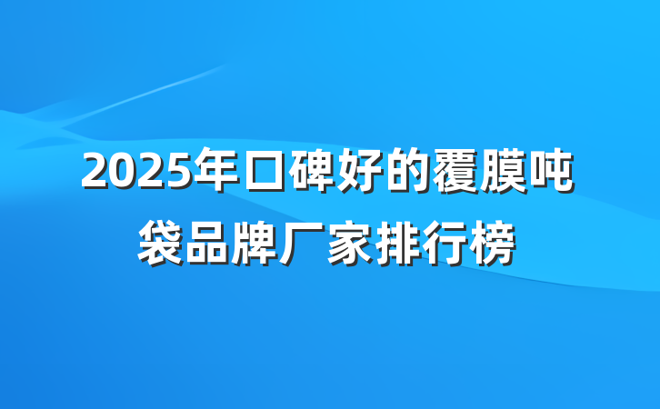 2025年口碑好的覆膜吨袋品牌厂家排行榜