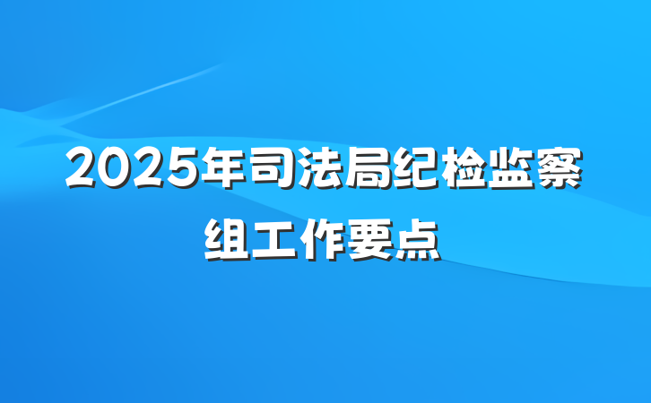 2025年司法局纪检监察组工作要点