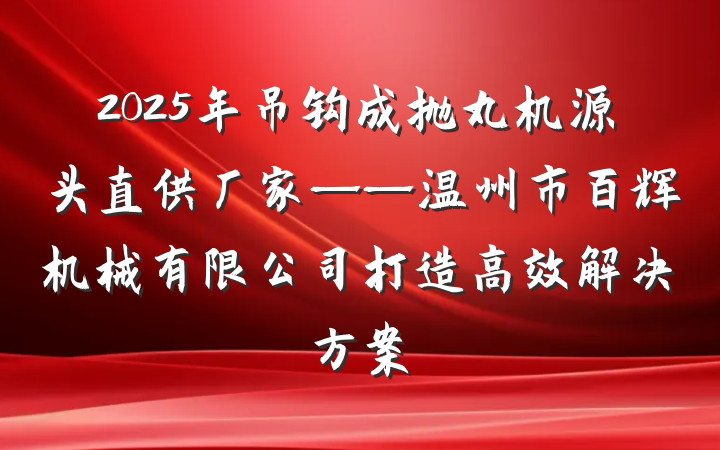 2025年吊钩成抛丸机源头直供厂家——温州市百辉机械有限公司打造高效解决方案