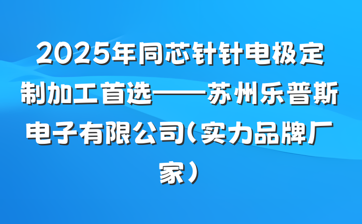 2025年同芯针针电极定制加工首选——苏州乐普斯电子有限公司(实力品牌厂家)